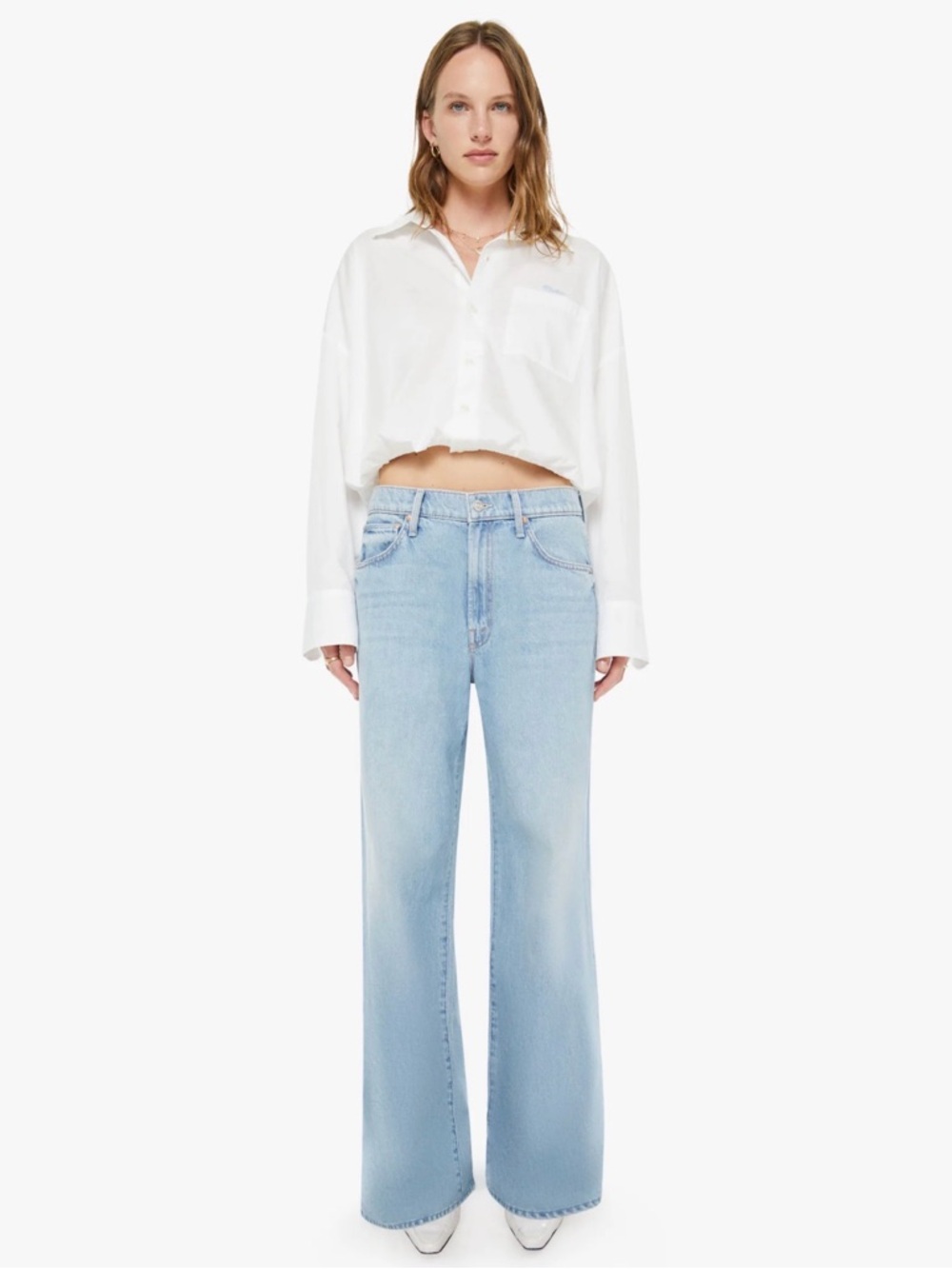 MOTHER Light Blue Wide-Leg Jeans